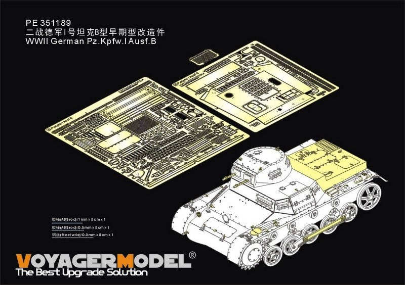 Maquette Voyager PE351189, char allemand Pz.Kpfw.I Ausf.B de la Seconde Guerre mondiale (pour TAKOM 2145), échelle 1/35