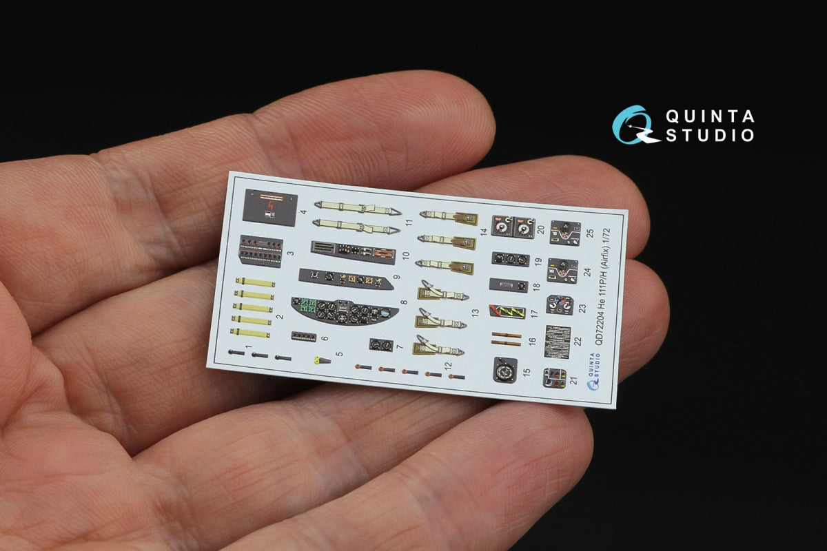 Quinta Studio QD72204 He 111 P/H 3D-Printed &amp;amp; coloured Interior on decal paper (Airfix) 1/72 – zdjęcie 2