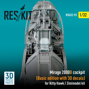 RESKIT RSU32-0093 COCKPIT MIRAGE 2000B (ÉDITION DE BASE AVEC DÉCALCOMANIES 3D) POUR MAQUETTE KITTY HAWK / ZIMIMODEL (IMPRIMÉE EN 3D) 1/32 – immagine 3
