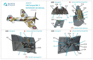 Intérieur imprimé en 3D et coloré sur papier décalcomanie Quinta Studio QD48191 Tempest Mk.V (Eduard) 1/48  – immagine 12