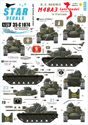 Star Decals 35-C1074 M48A3 Modèle tardif 1/35
