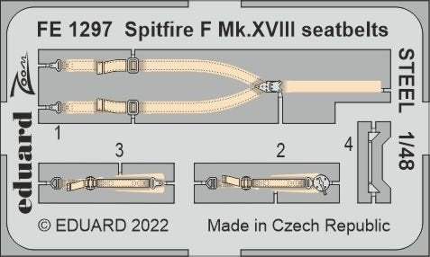 Ceintures de sécurité Eduard FE1297 Spitfire F Mk.XVIII STEEL AIRFIX 1/48