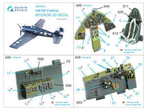 Intérieur coloré imprimé en 3D sur papier décalcomanie Quinta Studio QD48427 F6F-5 Hellcat (Eduard) 1/48 – immagine 5