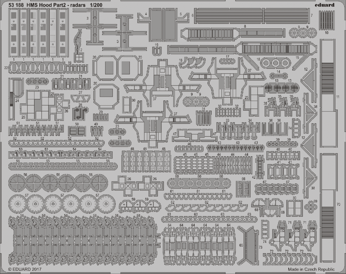Eduard 53188 HMS Hood pt. 2 TRUMPETER 1/200 radars 