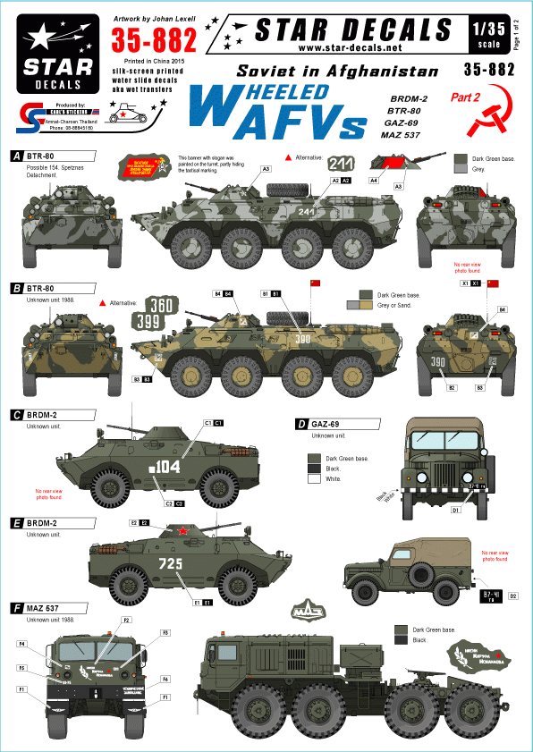 Star Decals 35-882 Soviétiques en Afghanistan, partie 2, échelle 1/35