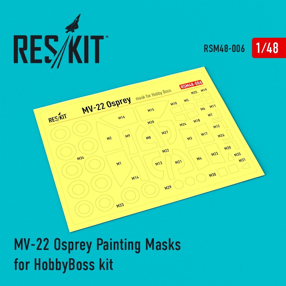 Masques de peinture RESKIT RSM48-0006 MV-22 Osprey pour maquette HobbyBoss au 1/48