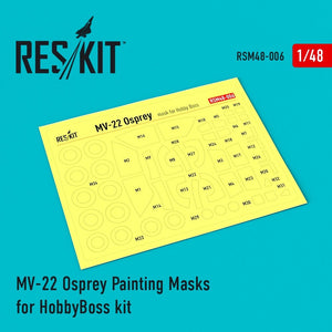 Masques de peinture RESKIT RSM48-0006 MV-22 Osprey pour maquette HobbyBoss au 1/48
