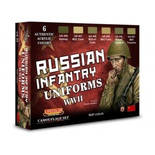 Coffret de peinture acrylique Lifecolor CS42, uniformes russes, 6 x 22 ml