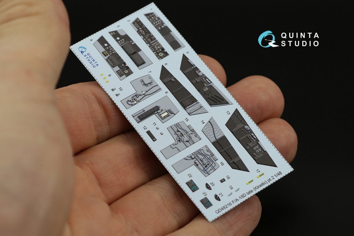 Quinta Studio QD48216 F/A-18D Late Intérieur imprimé en 3D et coloré sur papier décalcomanie avec pièces en résine (Kinetic) 1/48 – Bild 11