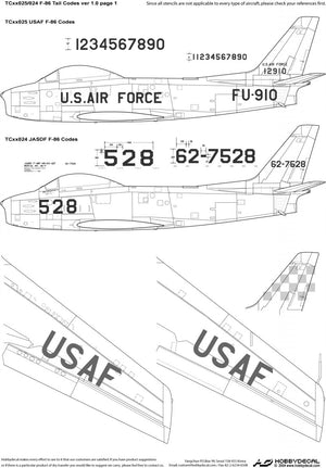 HobbyDecal TC72025V1 Codes de queue USAF F-86 ver 1 1/72 – image 2