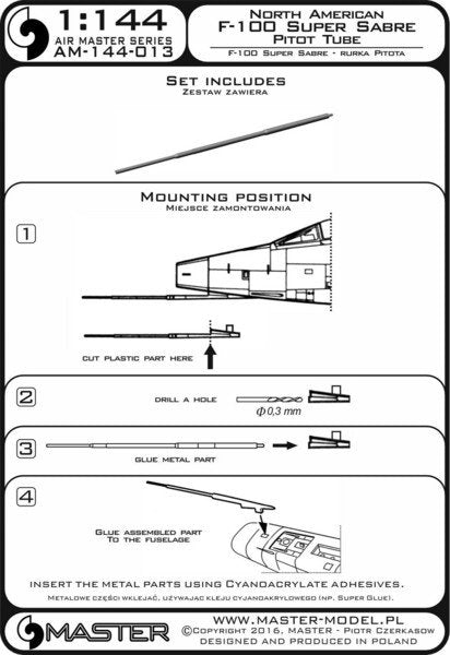 Master AM-144-013 F-100 Super Sabre - Tube Pitot 1/144 – immagine 3