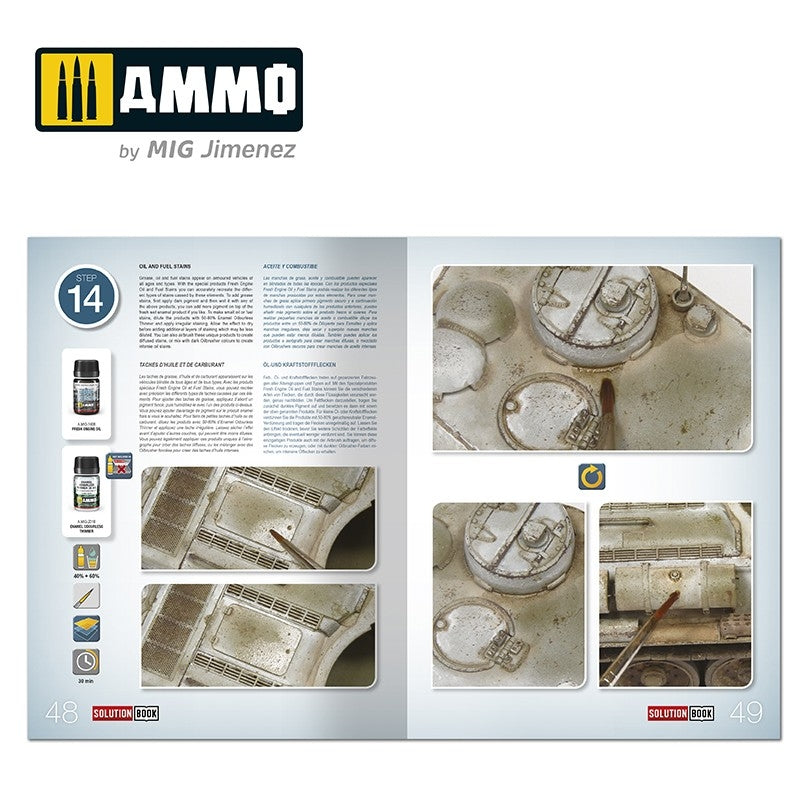 AMMO de Mig Jimenez 6603 SOLUTION BOOK 20 - Comment peindre les véhicules d&amp;#39;hiver soviétiques de la Seconde Guerre mondiale (anglais, espagnol, français, allemand) – immagine 7