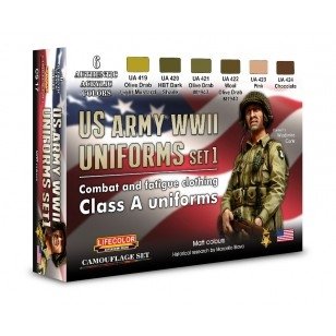 Coffret de peinture acrylique Lifecolor CS17 « Uniformes américains » (6 x 22 ml)