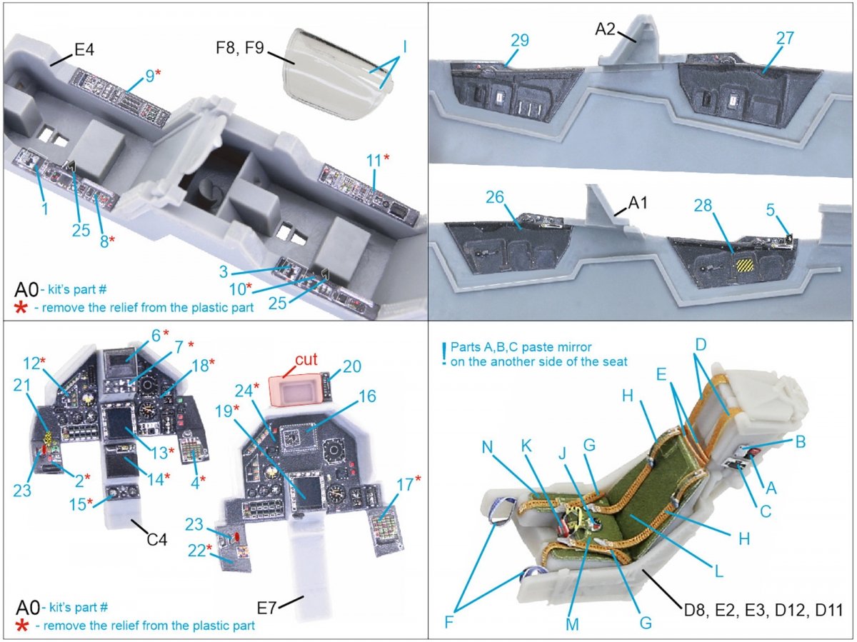 Intérieur imprimé en 3D et coloré sur papier décalcomanie Quinta Studio QD48117 Mirage 2000N (Kinetic) 1/48 – immagine 12
