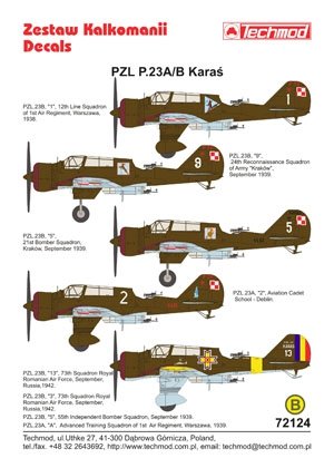 Techmod 72124 - PZL-23A/B Karaś 1/72 – zdjęcie 2