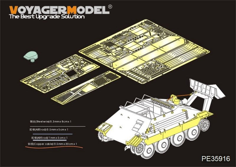 Maquette Voyager PE35916 Bergepanzer Hetzer Basic allemand de la Seconde Guerre mondiale pour THUNDER 1/35