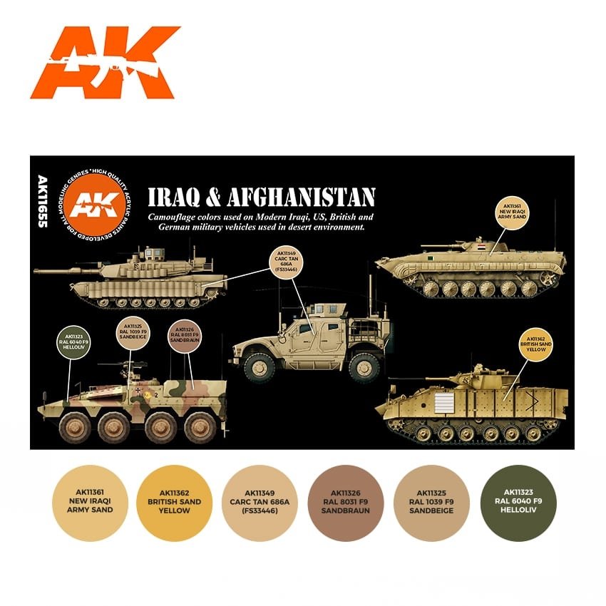 AK Interactive AK11655 3G IRAK &amp;amp; AFGHANISTAN 6x17 ml – immagine 2