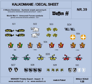 Weikert Decals DEC239 Marquages ​​de la Division Panzer Allemande - vol.1 1/35