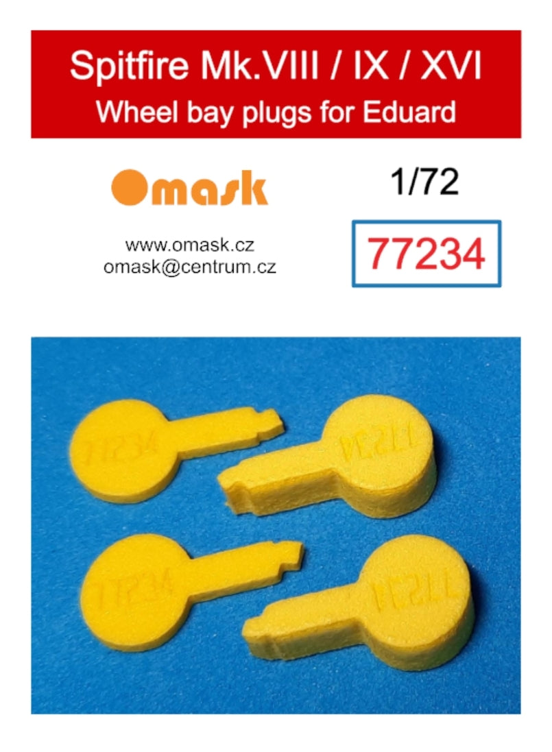 Omask 77234 Bouchons de puits de train d'atterrissage pour Spitfire Mk.VIII / IX / XVI (pour Eduard) 1/72 