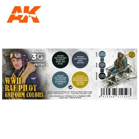 AK Interactive AK11689 Couleurs d&amp;#39;uniforme de pilote de la RAF de la Seconde Guerre mondiale 4x17 ml – image 2