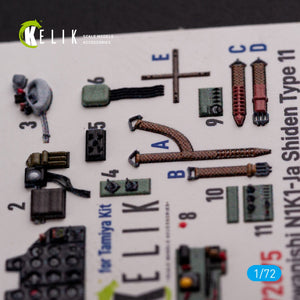 Décalcomanies 3D intérieures KELIK K72075 N1K1-Ja Shiden Type 11 pour maquette Tamiya au 1/72 – image 4