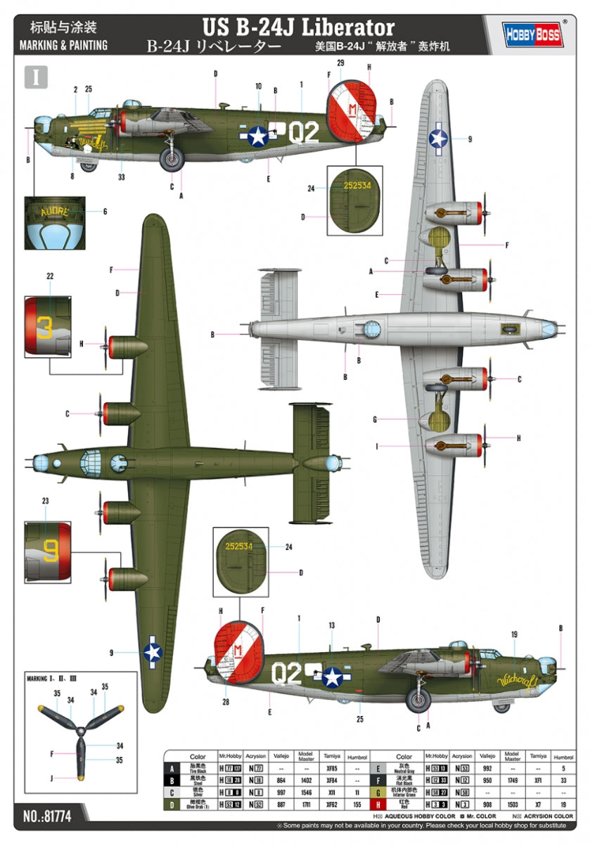 Hobby Boss 81774 Consolidated B-24J Liberator 1/48 – immagine 4
