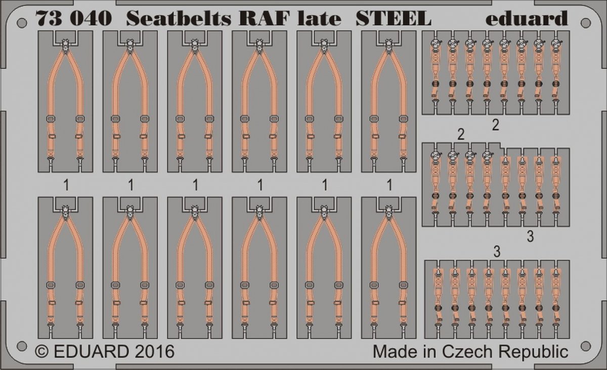 Ceintures de sécurité Eduard 73040 RAF (fin de production) en acier, échelle 1/72