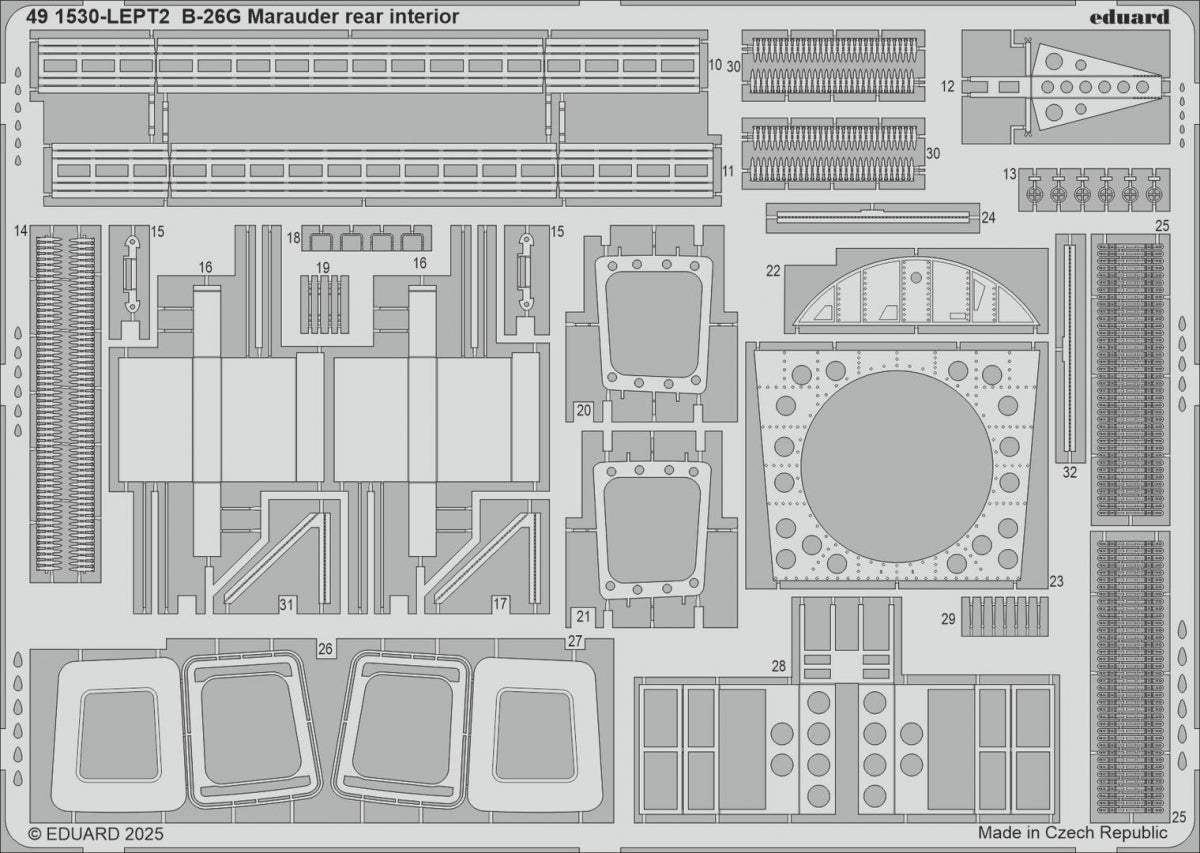 Eduard 491530 B-26G Marauder intérieur arrière ICM 1/48