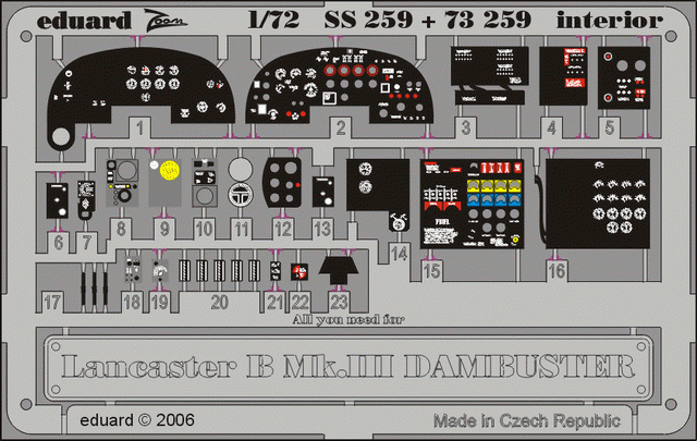 Intérieur du Lancaster B Mk. III Dambuster SS259 d&amp;#39;Eduard, échelle 1/72, HASEGAWA