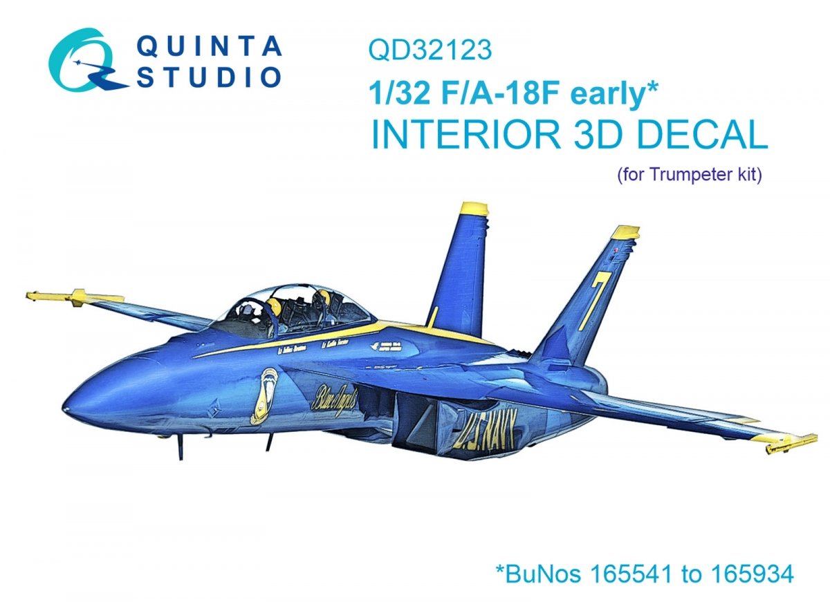 Intérieur imprimé en 3D et coloré sur papier décalcomanie pour F/A-18F (Trumpeter) de Quinta Studio QD32123, échelle 1/32