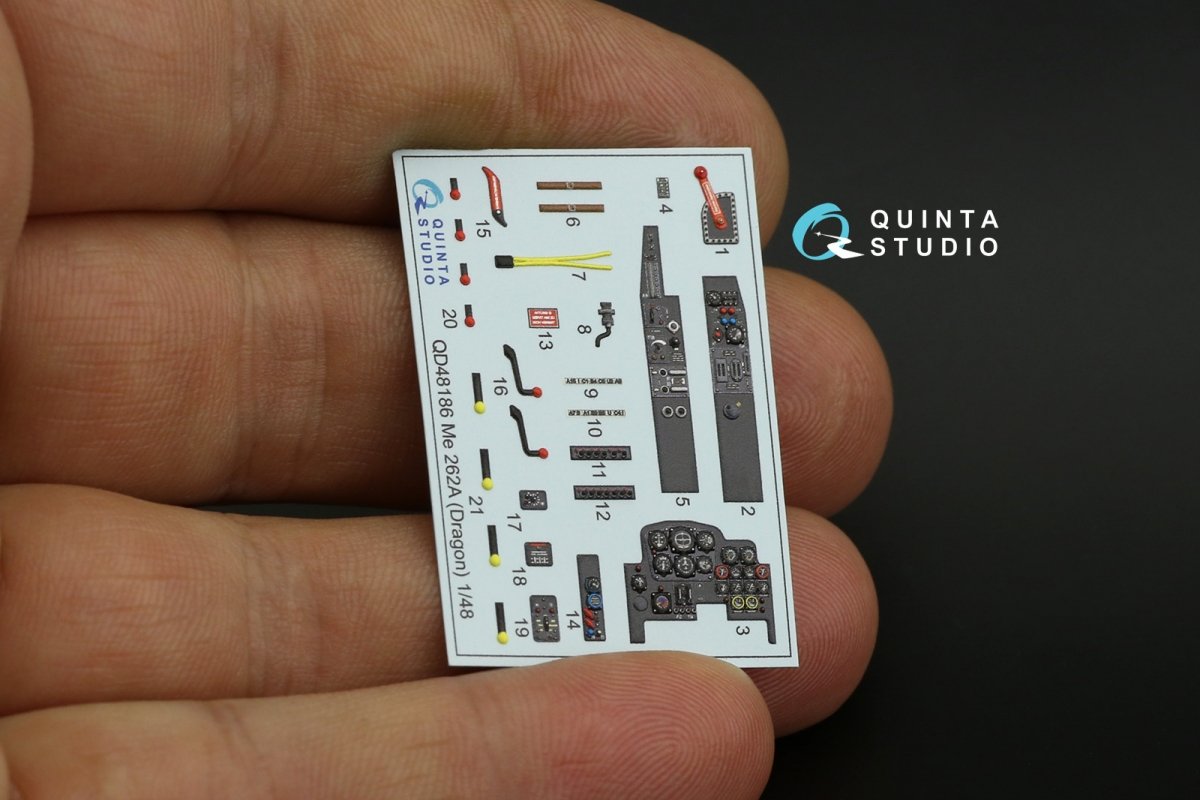 Intérieur imprimé en 3D et coloré sur papier décalcomanie Quinta Studio QD48186 Me 262A (pour Dragon) 1/48 – image 8