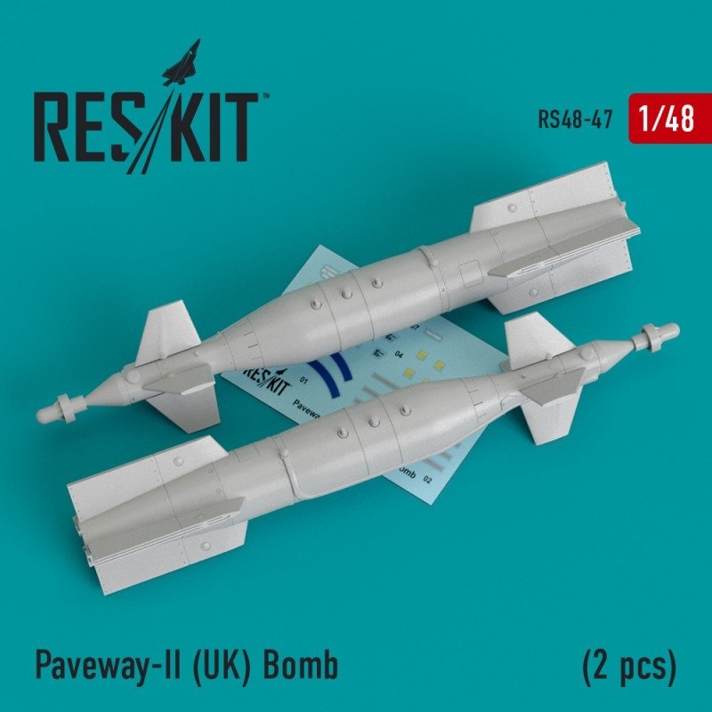 RESKIT RS48-0047 Paveway-II (Royaume-Uni) Bombe (2 pièces) (Tornado, Eurofighter, Buccaneer, Harrier) 1/48