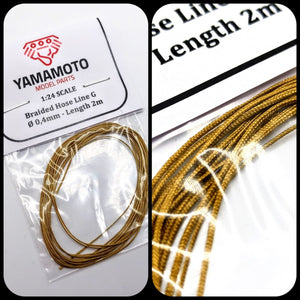Tuyau tressé Yamamoto Model Parts YMPTUN76 Or 0,4 mm 2 m 1/24 – immagine 3