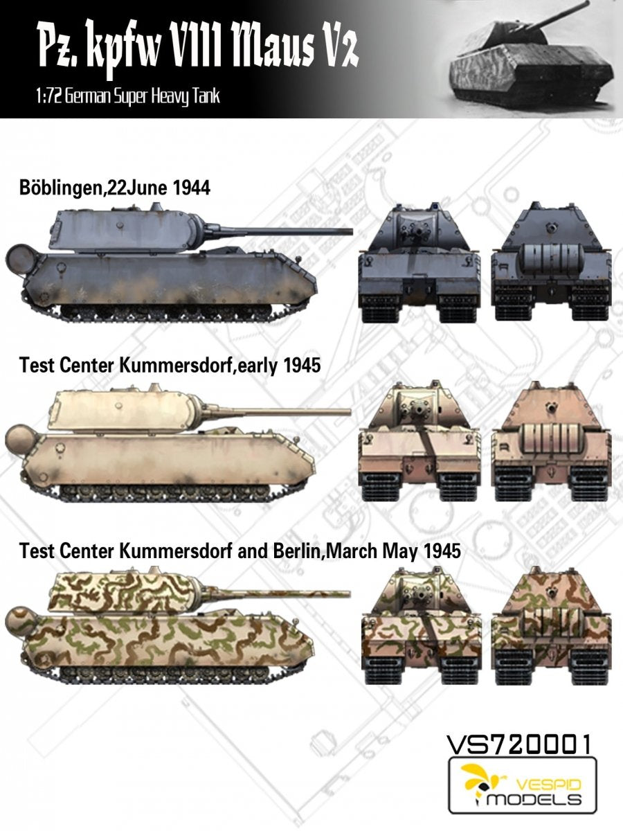 Maquette Vespid Models VS720001 Pz.Kpfw. VIII Maus V2 Char super-lourd allemand 1/72 – Bild 5