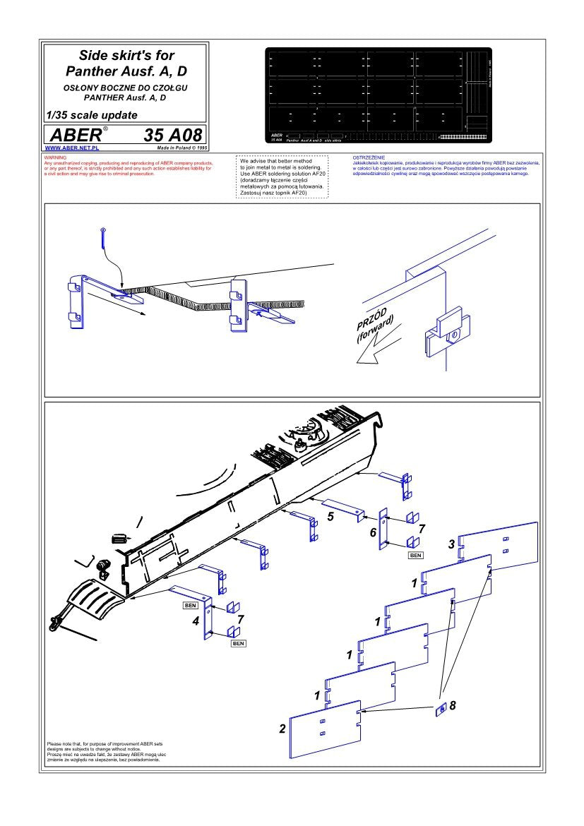 Aber 35A008 Jupes latérales pour Panther Ausf.A, D, Bergepanther (1/35) – Bild 4