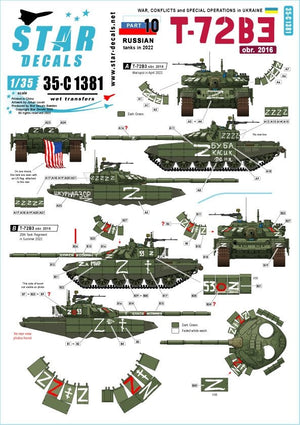 Star Decals 35-C1381 Guerre en Ukraine n° 10 T-72B3 russe (octobre 2016) 1/35