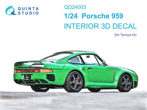 Intérieur imprimé en 3D et coloré sur papier décalcomanie Quinta Studio QD24003 Porsche 959 (Tamiya) 1/24
