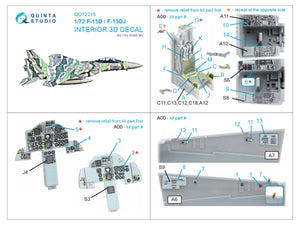 Intérieur imprimé en 3D et coloré sur papier décalcomanie pour F-15D/F-15DJ Eagle (Fine Molds) de Quinta Studio QD72215, échelle 1/72 – image 12