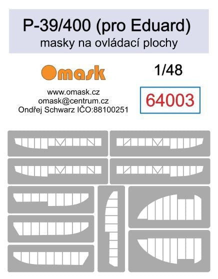 Masques Omask 64003 P-39/P-400 pour surfaces de contrôle (pour Eduard) 1/48