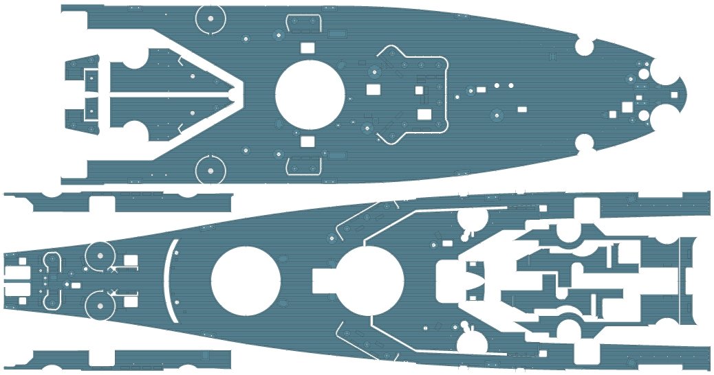 Pontos 37034FB USS BB-63 Missouri 1945 Ensemble de détails avancés pour maquette Hobbyboss (pont en bois teinté bleu 20B) 1/350 – image 34