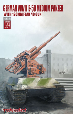 Modelcollect UA72099 Panzer moyen allemand E-50 de la Seconde Guerre mondiale avec canon Flak 40 de 128 mm (1/72)
