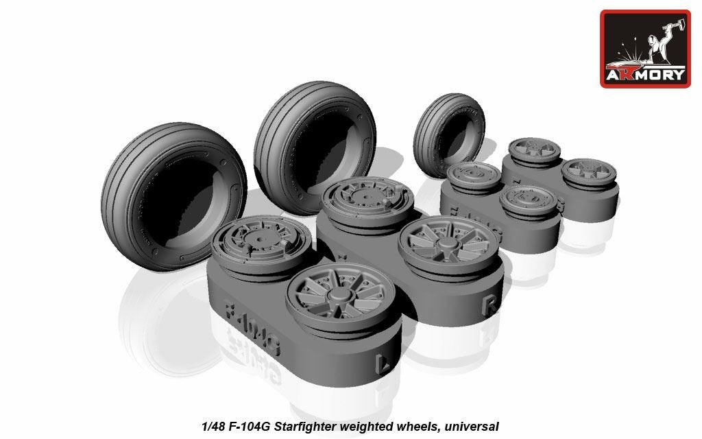 Roues du F-104G Starfighter Armory Models AW48312 (avec roues avant en option) 1/48