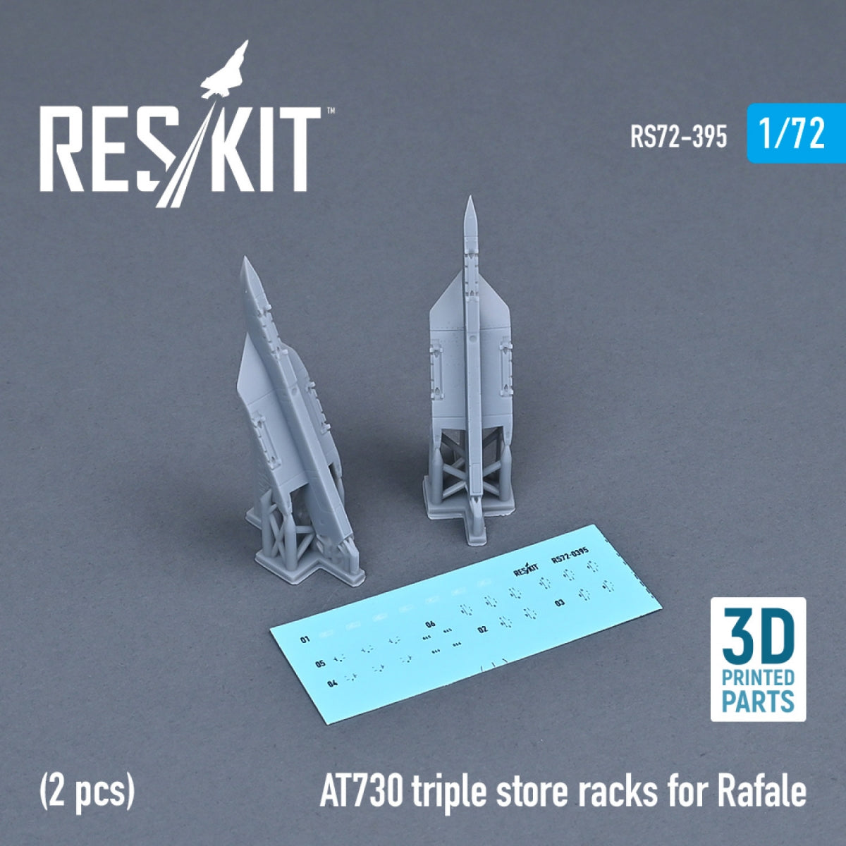 RESKIT RS72-0395 AT730 RANGEMENTS TRIPLES POUR RAFALE (2 PIÈCES) (IMPRIMÉ EN 3D) 1/72  – immagine 2