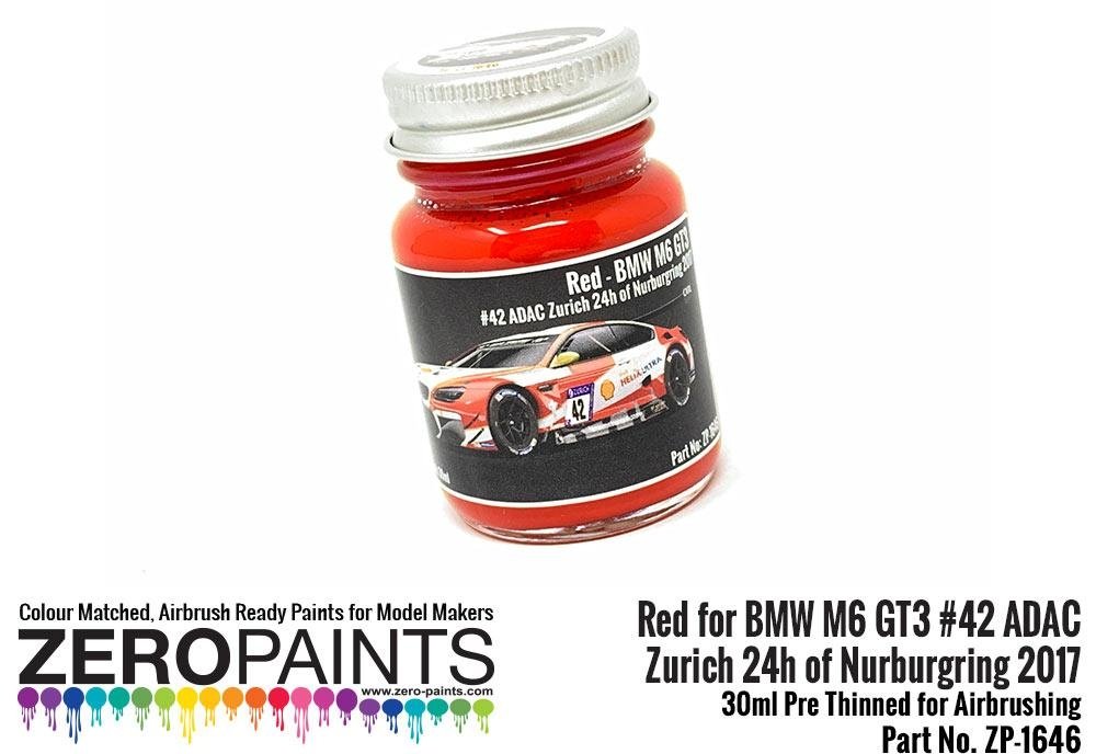 Peinture Zero Paints 1646 BMW M6 GT3 42 Zurich 24h du Nürburgring 2017 Rouge 30 ml – immagine 2