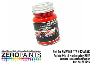 Peinture Zero Paints 1646 BMW M6 GT3 42 Zurich 24h du Nürburgring 2017 Rouge 30 ml – immagine 2