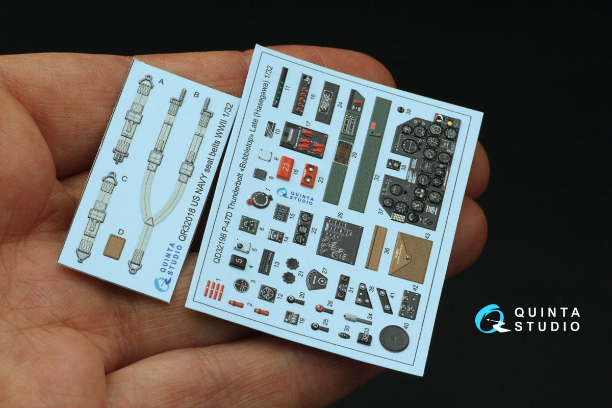 Quinta Studio QD32198 P-47D Thunderbolt Bubbletop Late, intérieur coloré imprimé en 3D sur papier décalcomanie (Hasegawa), échelle 1/32 – image 2
