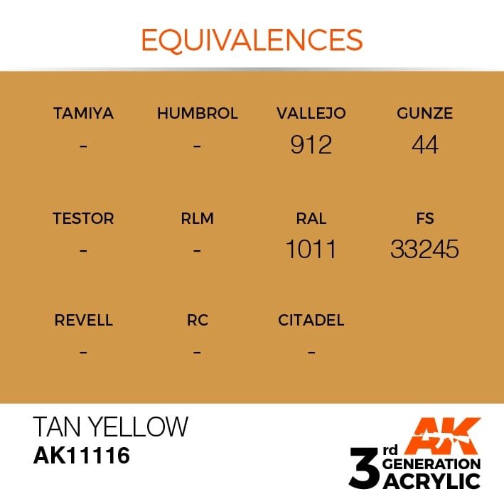 AK Interactive AK11116 TAN YELLOW – STANDARD 17ml – zdjęcie 3