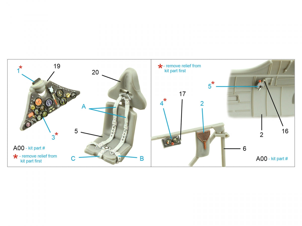 Intérieur imprimé en 3D et coloré sur papier décalcomanie Quinta Studio QD48335 PZL P.11c (Arma Hobby) 1/48 – Bild 2