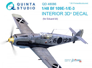 Intérieur imprimé en 3D et coloré sur papier décalcomanie Quinta Studio QD48086 Bf 109E-1/E-3 (pour kit Eduard) 1/48