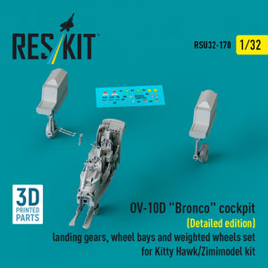 RESKIT RSU32-0170 Cockpit OV-10D « Bronco » (Édition détaillée), train d&amp;#39;atterrissage, puits de roues et jeu de roues lestées pour maquette Kitty Hawk/Zimimodel (Impression 3D) 1/32  – image 2